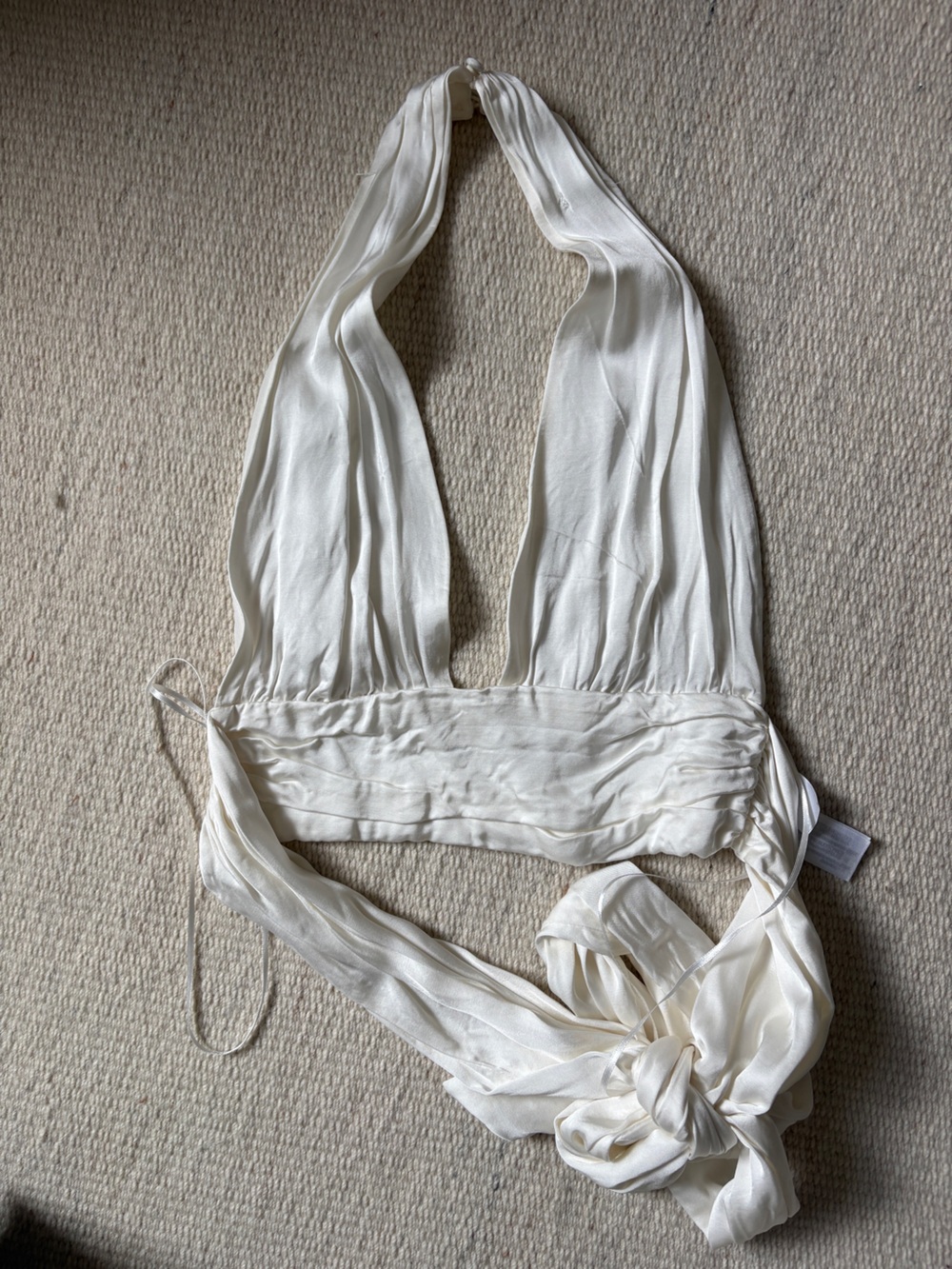 ZARA Ivory Satin Halter Crop Top